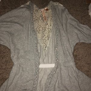 VGUC Grey Lace cardigan M